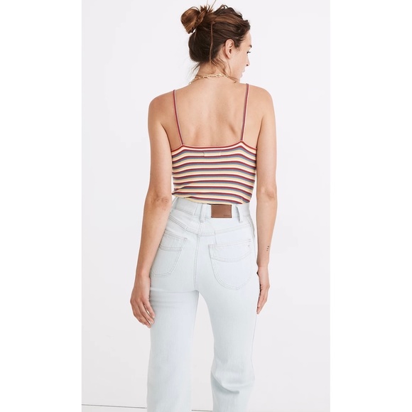 Madewell NWT Retro Rainbow Striped Spaghetti  Strap Ribbed Thong Bodysuit - Picture 3 of 12